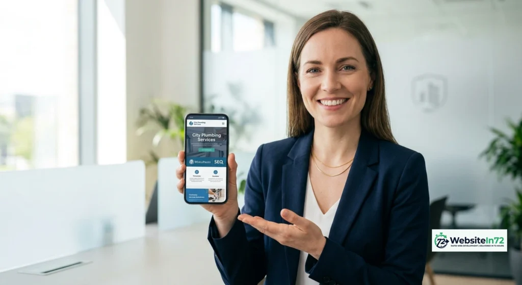 how much does a business website cost - business owner reviewing $499 WordPress website on mobile